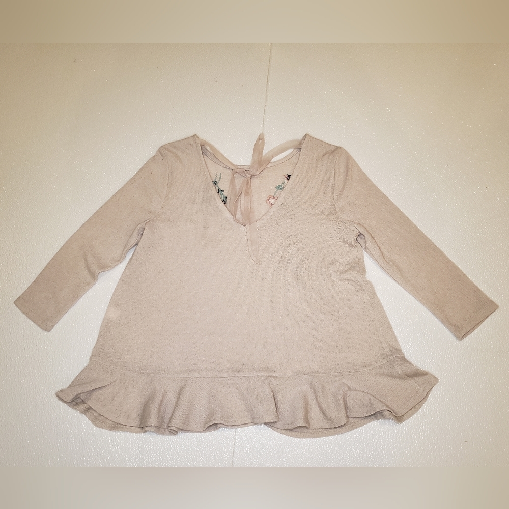 LC Lauren Conrad Cream Sweater with Floral Embroidery - Picture 2 of 5